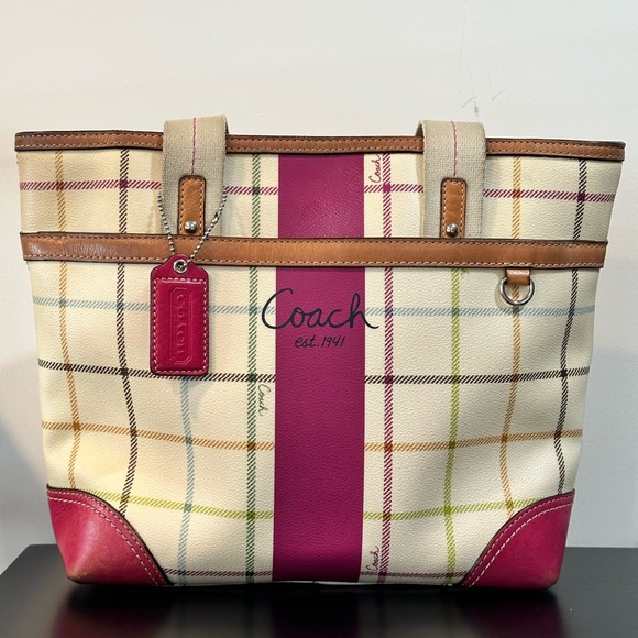 Vintage Coach Heritage Tatterstall Tote Bag - Picture 13 of 15